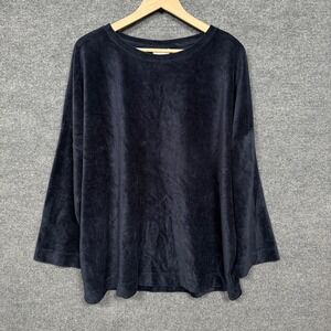 Pure Jill Plus Sz 2X Top Blouse Black Velour Cotton Blend Minimalist Witchy